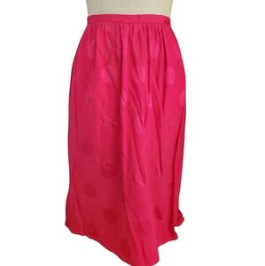 Vintage Women's Elegant Pink Polka Dot Skirt 100% Silk Sz 12
